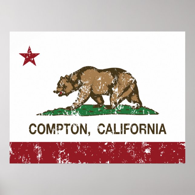 Pôster California State Flag Compton (Frente)