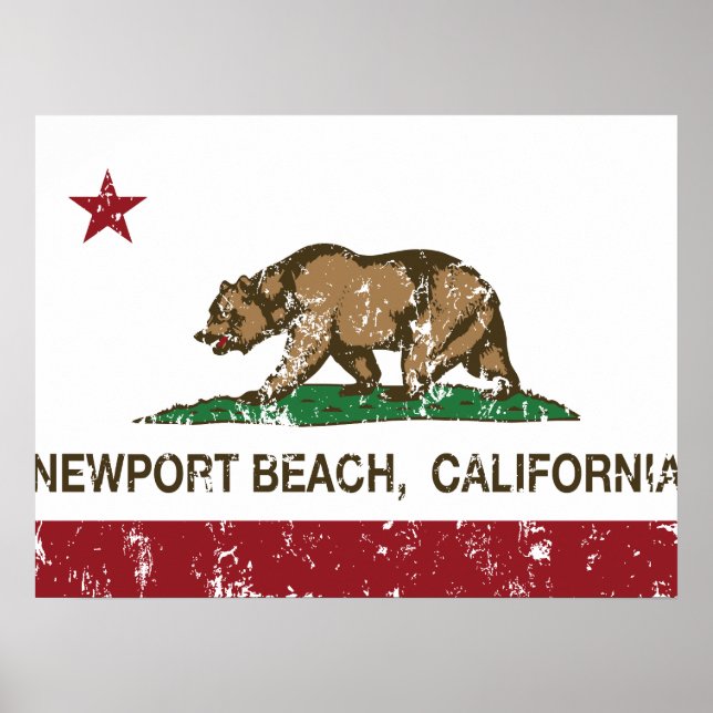 Pôster California State Flag Newport Beach (Frente)