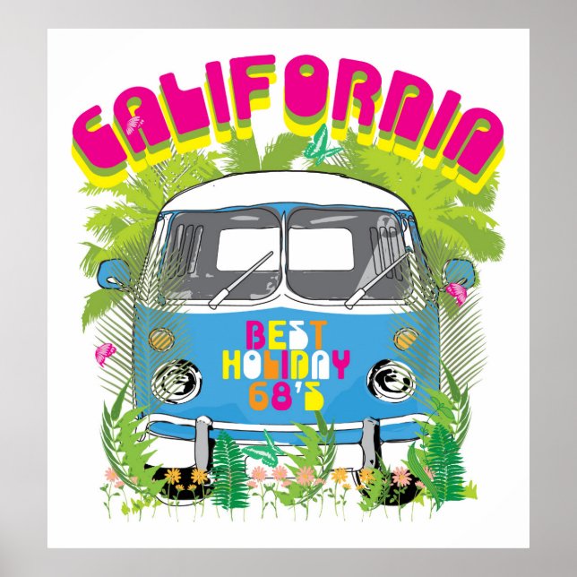 Poster California Surfing Van (Frente)