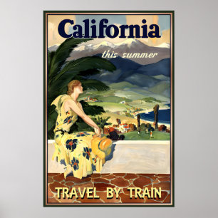 Poster CALIFÓRNIA Viagem de Trem Nova Arte de Turismo Ret
