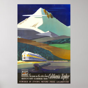 Poster California Zephyr Western Pacific Railroad Vista