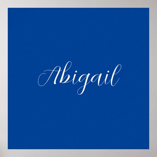 Poster Caligrafia Azul Branco Elegante Simples Nome Plano (Frente)