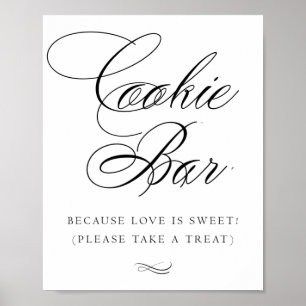 Poster Caligrafia Bar de Biscoito Elegante Mesa Chic