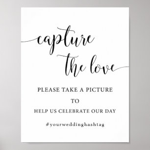 Poster Caligrafia Captura O Sinal De Hashtag De Casamento