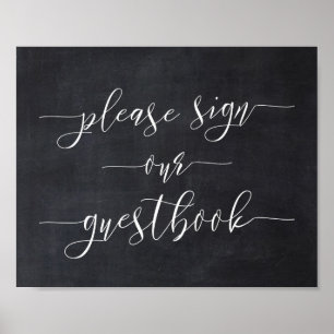 Pôster Caligrafia Chalkboard Sinal de Casamento Nosso Liv