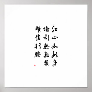 Poster Caligrafia chinesa bonita - aterre ricos na beleza