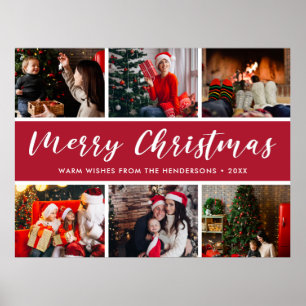 Poster Caligrafia de Colagem de Fotos de Natal Feliz