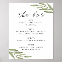 Caligrafia de folhagem verde bar de bebidas para c