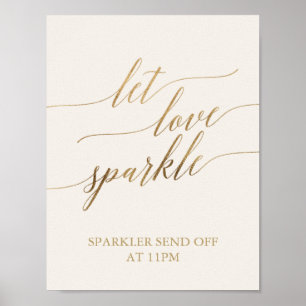 Poster Caligrafia Dourada elegante   Ivory Let Love Spark