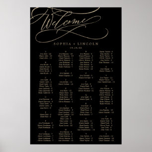 Poster Caligrafia Dourada romântica Gráfico de assentos