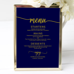 Poster Caligrafia Dourado dos azuis marinhos de SignChic