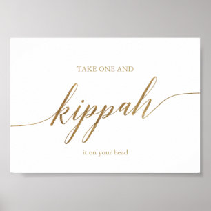 Poster Caligrafia Dourado elegante Kippah