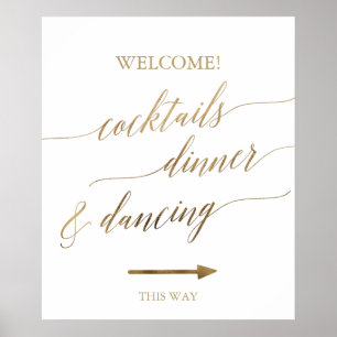 Poster Caligrafia Dourado elegante que Wedding o sinal