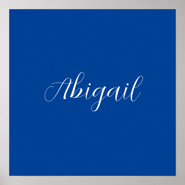 Poster Caligrafia Elegante Blue Plain Nome Simples (Frente)