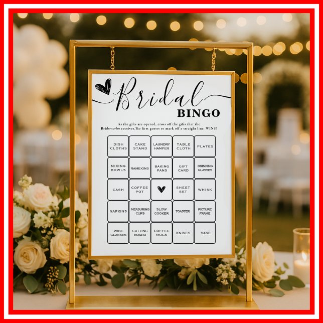 Poster Caligrafia Elegante de Casamento de Bingo chá de p (Criador carregado)
