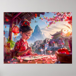 Poster Caligrafia Escrevendo da Garota Cômica em maio