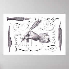 Pôster Caligrafia, Escrevendo - Incrível 18º C. Engrenaçã