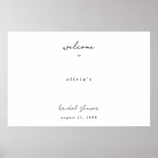 Poster Caligrafia Minimalista Boas-Vindas ao Chá de Bebê