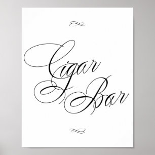 Poster Caligrafia Negra Elegante Bar de Charuto   Mesa Ch