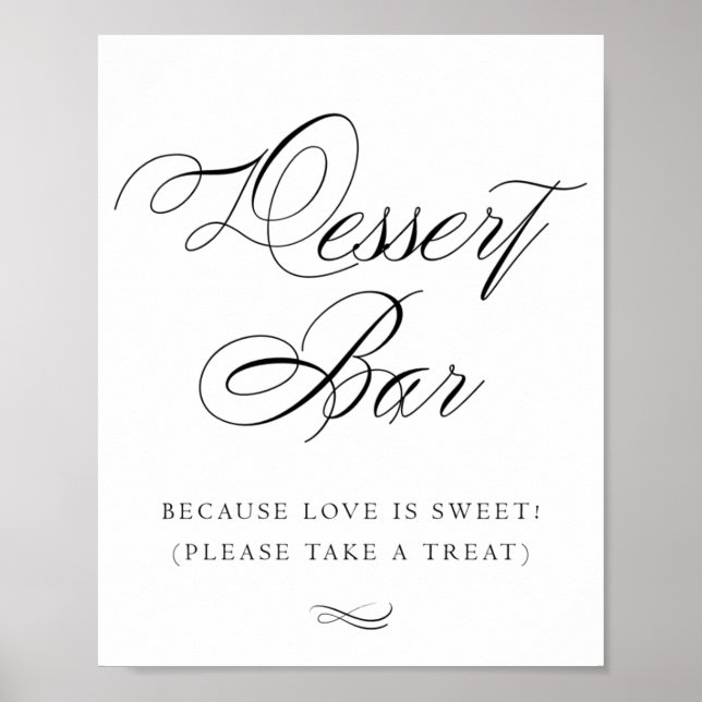Poster Caligrafia Negra Elegante Bar | Mesa Chic (Frente)