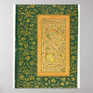 Poster Caligrafia por Mir Ali do coração, com um bor de