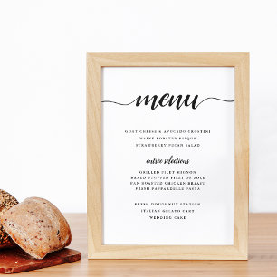 Poster Caligrafia Preta e Branca   Sinal de menu personal