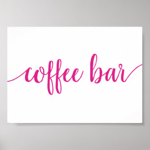 Poster Caligrafia rosa quente   Bublegum Sinal de Bar de 