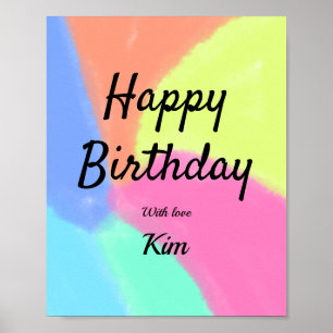 Poster caligrafia simples e mínima, feliz aniversário per