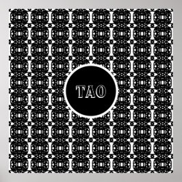 Poster Caligrafia Tao Preta e Branca Elegante