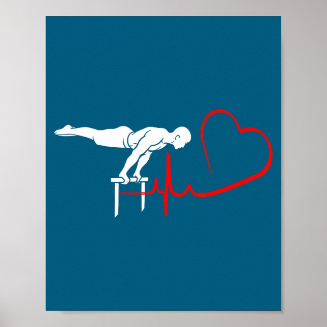Poster Calisthenics Planche Heartbeat Gymnast Fitness Hum (Frente)