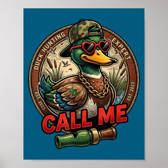 Poster Call Me Duck Hunting Retro Valentine's Day Men Wom (Frente)