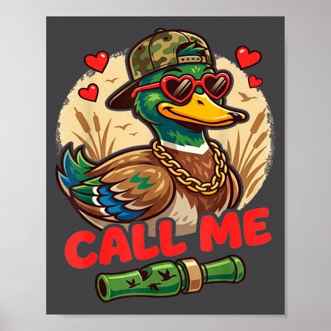 Poster Call Me Duck Hunting Retro Valentine's Day Men Wom (Frente)