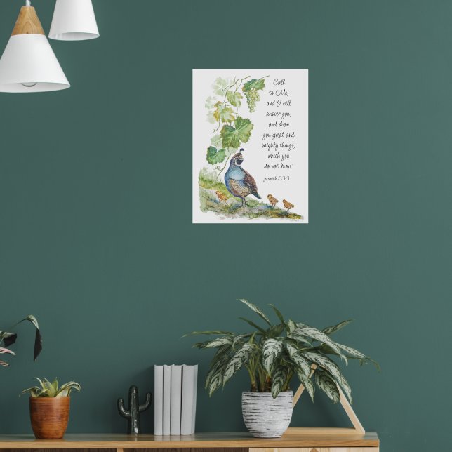 Poster Call to Me Scripture Inspiration California Quail  (Sala de Estar 1)
