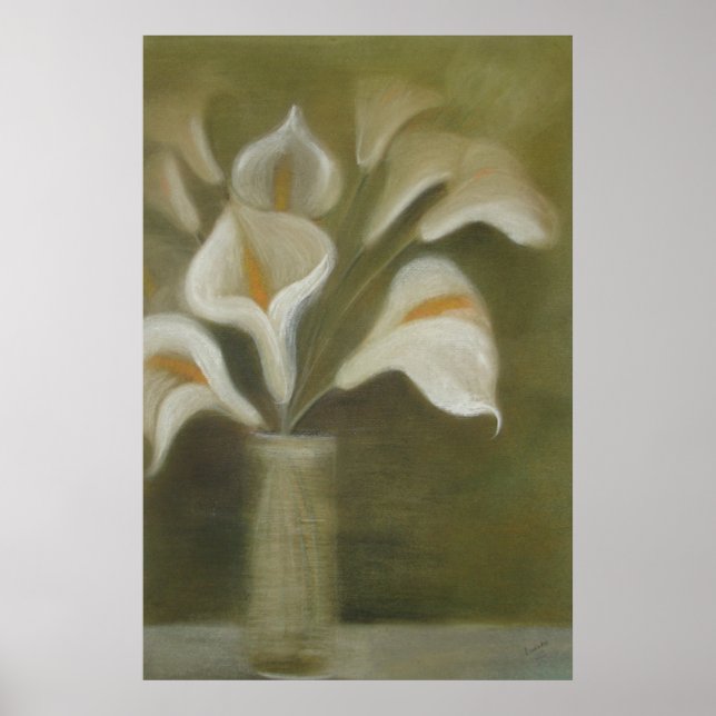 Pôster Calla Corta Flores Em Vaso Artístico-Vazio (Frente)