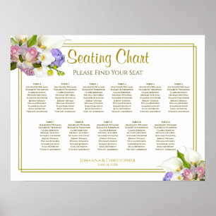 Poster Calla Lilies Roses 11 Table Wedding Seating Chart