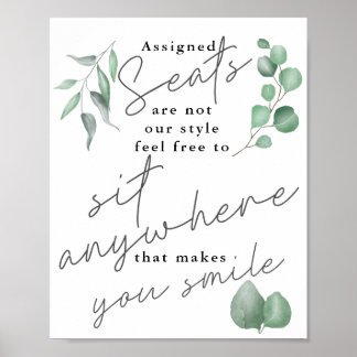 Poster Calligrafia Greenery Senta-Se Em Qualquer Lugar Si