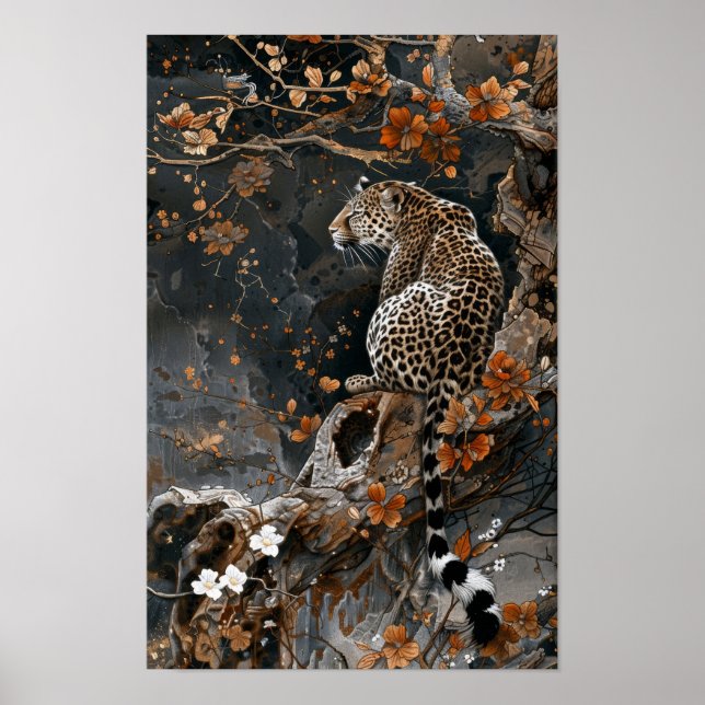 Poster Calligráfico de Leopardo Majestoso (Frente)
