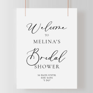 Poster Calligraphy Black and Gray Bridal Shower Welcome