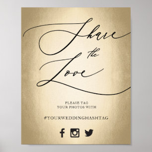 Poster Calligraphy Script Share The Love Wedding Sign