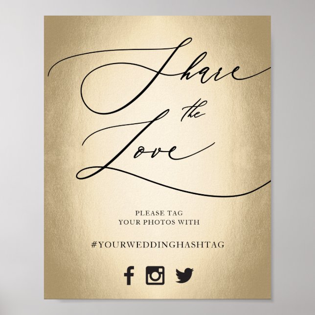 Poster Calligraphy Script Share The Love Wedding Sign (Frente)