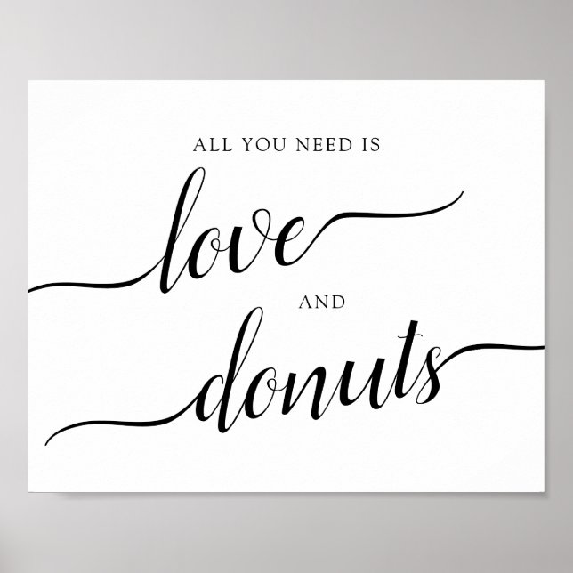 Poster Calligraphy Wedding "Love and Donuts" Sign (Frente)