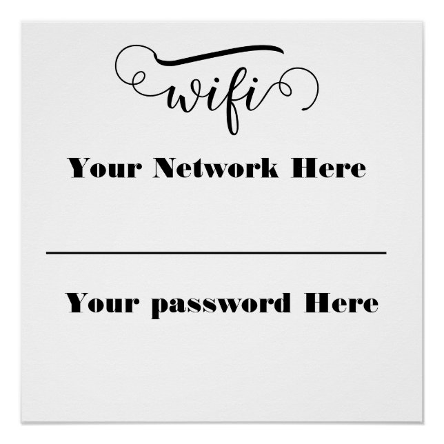 Pôster calligraphy wifi password pedestal sign (Frente)