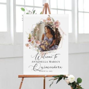 Poster Calliografia Quinceanera foto bem-vinda