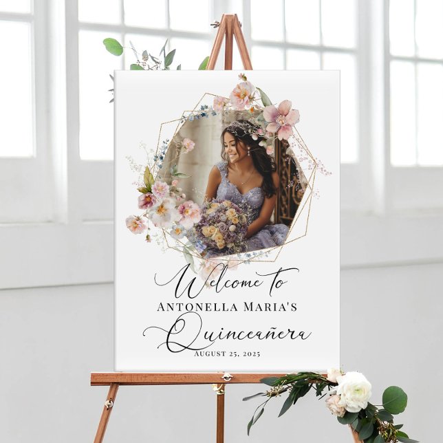 Poster Calliografia Quinceanera foto bem-vinda (Criador carregado)