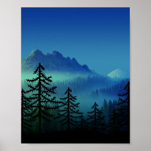 POSTER CALM MOUNTAIN MIDNIGHT FOREST