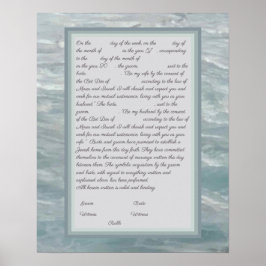 Poster Calm Seas Ketubah com texto de reforma canadense