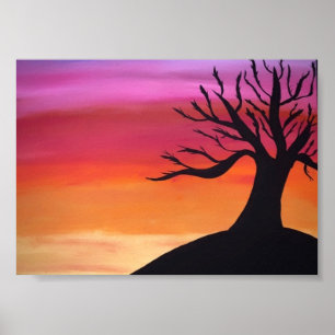 Poster Calm Sunset Painting com Árvore