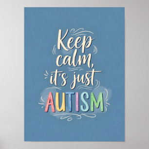 Poster Calma, é só autismo   Tipografia Colorida