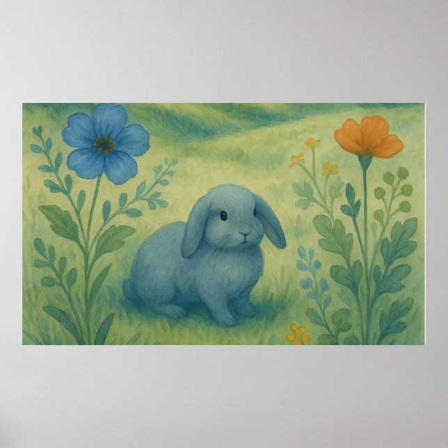 Poster Calma Matinal – Prado em Aquarela com Bagolo (Frente)