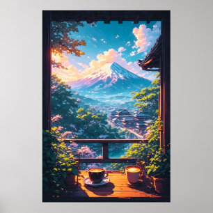 Poster Calma Matinal sobre Fuji
